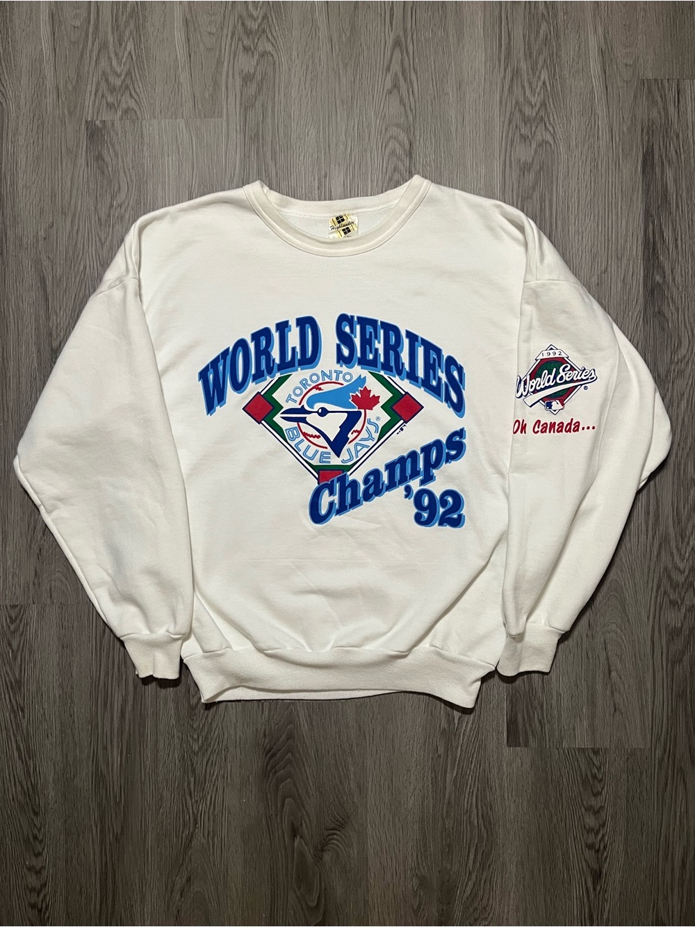1992 Toronto Blue Jays World Series champs graphic logo crewneck sweater adult M
